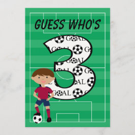 Convite vermelho e azul do aniversário de 3 anos