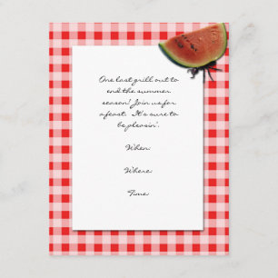 Convite Vermelho e Branco Checado e Formiga com Melancia