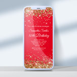 Convite Vermelho e Dourado Brilhante 50º aniversário<br><div class="desc">Um convite de 50 anos glamouroso para ela para impressão ou download digital. Brilhante de ouro brilhante com cintilação contra fundo vermelho vivo. Personalize a caligrafia e os estilos de fonte, cor e tamanho, conforme necessário, para criar seu próprio convite para sua glamourosa celebração de marco. Todos os elementos cintilantes...</div>