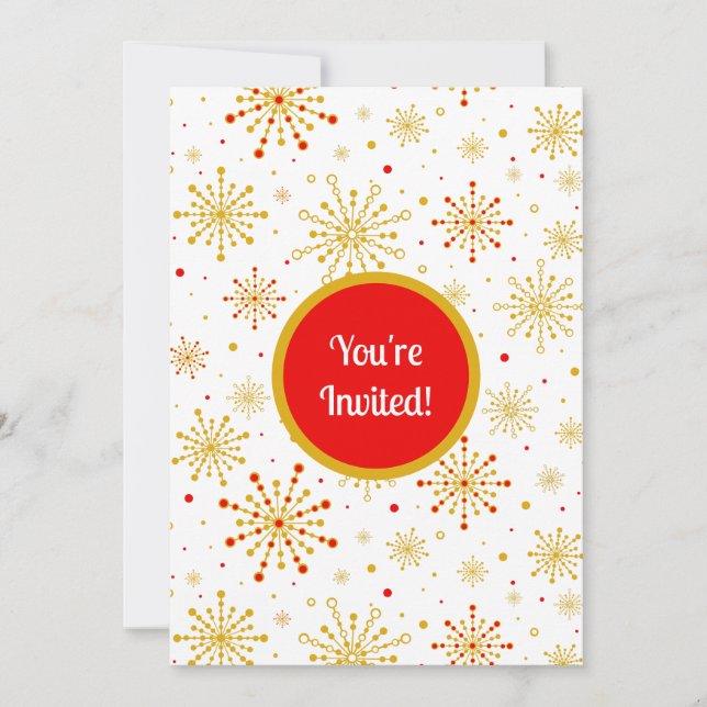Convite Vermelho e Dourado Starburst do Médio Atômico Retr (Frente)