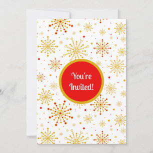 Convite Vermelho e Dourado Starburst do Médio Atômico Retr