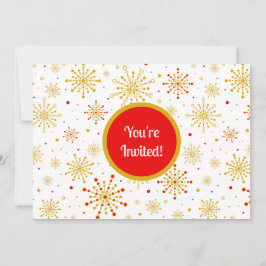 Convite Vermelho e Dourado Starburst do Médio Atômico Retr