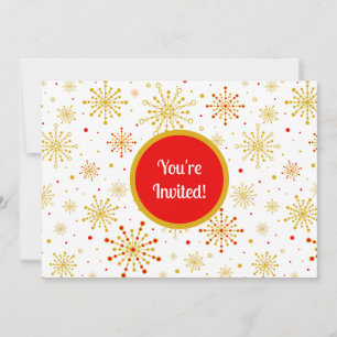 Convite Vermelho e Dourado Starburst do Médio Atômico Retr