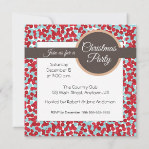 Convite Vermelho e festa de Natal das bolinhas do aqua