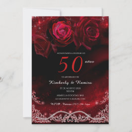 Convite Vermelho e Negro 50º Aniversário de Casamento