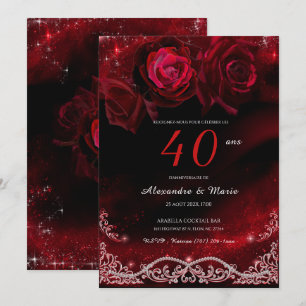 Convite Vermelho e Preto 40º Aniversário de Casamento