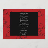 Convite vermelho e preto do coração da videira do