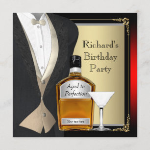 Convite Vermelho e Preto Envelhecido à Perfeição Festa de 