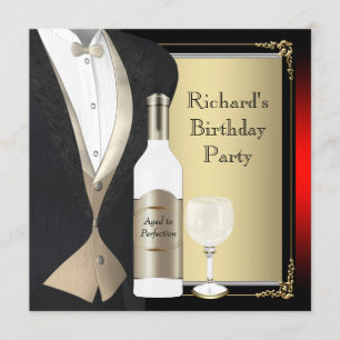 Convite Vermelho e Preto Envelhecido à Perfeição Festa de 