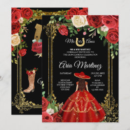 Convite Vermelho e Rosas vermelhas - Princesa Quinceanera