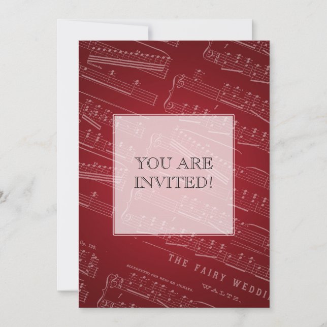 Convite Vermelho elegante da partitura do chá de panela (Frente)