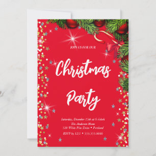 Convite Vermelho elegante, diamante, árvore de Natal