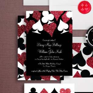 Convite Vermelho em Wedding preto de Las Vegas do brilho