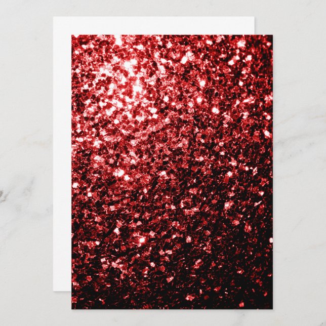 Convite Vermelho Escuro brilho Glitter glamour (Frente/Verso)
