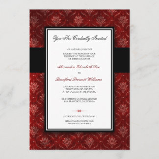 Convite vermelho esmagado do casamento de veludo