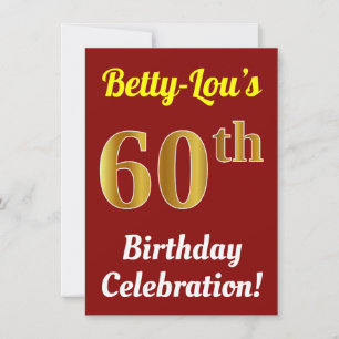 Convite Vermelho, Falso Dourado Celebração de 60 Anos + No