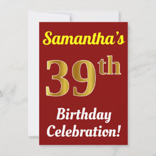 Convite Vermelho, Faux Celebração de 39 de aniversário 
