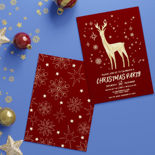 Convite Vermelho Festivo Escuro Simples e Xmas Elegantes D
