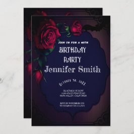 Convite Vermelho Gótico de aniversário de 40 anos