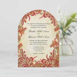 Convite Vermelho, Limão e Laranja Casamento Vintage Paisle
