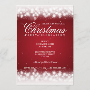 Convite Vermelho Magic Sparkle do Partido Elegante