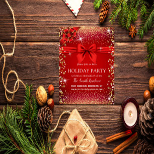 Convite Vermelho Magnífico, Moldura de Diamantes de Fita D