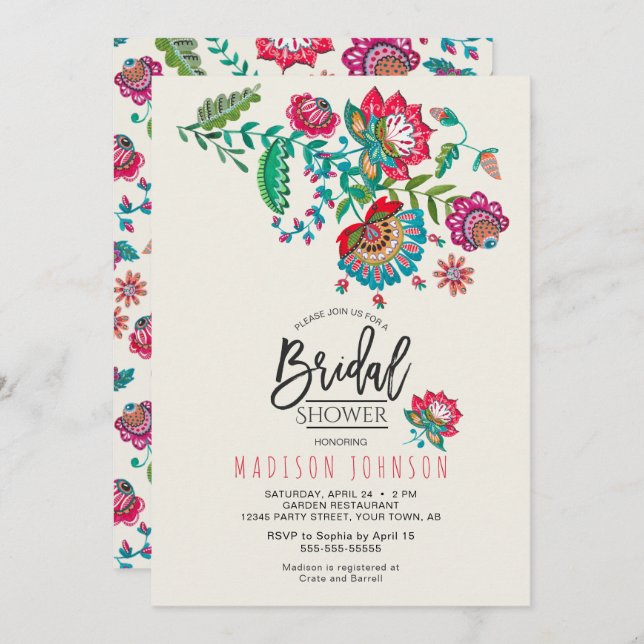 Convite Vermelho mexicano alegre e turquesa arte popular f (Frente/Verso)