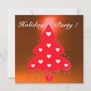 Convite VERMELHO NATAL ÁRVORE HOLIDAY PARTITY - laranja br