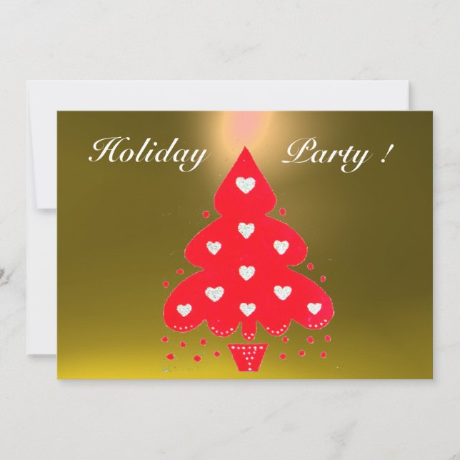 Convite VERMELHO NATAL TREE HOLIDAY PARTIDO amarelo (Frente)