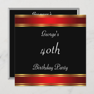 Convite Vermelho Negro festa de aniversário Vermelho