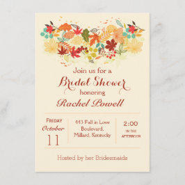 Convite Vermelho, ouro e chá de panela outonal marrom das