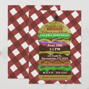Convite Vermelho para Churrasco de Verão com Hambú