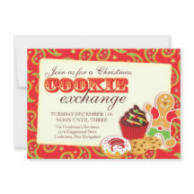 Convite vermelho para troca de biscoitos de Natal