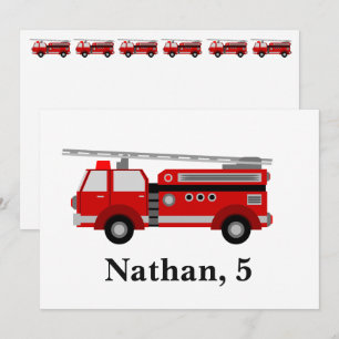 Convite vermelho personalizado do Firetruck dos