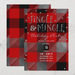 Convite Vermelho Prata Xadrez Búfalo Tingle & Mingle Feria