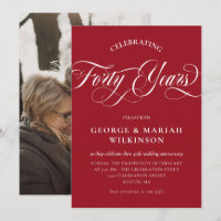 Vermelho Rubi Caligrafia Giratória 40º Aniversário