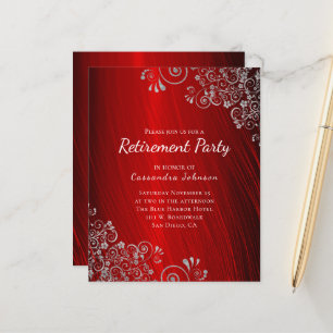 Convite Vermelho Ruby para Partidos de Aposentador