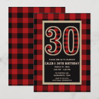 Vermelho Rústico Preto Xadrez Búfalo 30º 30 Aniver