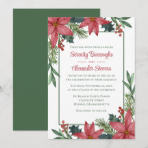 Vermelho Verde Floral Poinsettia Natal Casamento 