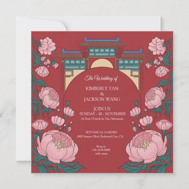 Convite Vermelho Vibrante Elegante (Frente)