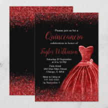 Vermelhos Brilhantes Faux Glitter Quinceanera