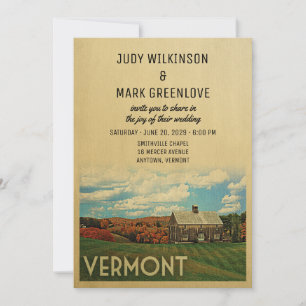 Convite Vermont Wedding Invitation Vintage Médio Century
