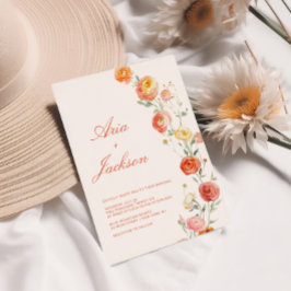Convite Verona Pôr do Sol Floral Laranja Casamento 