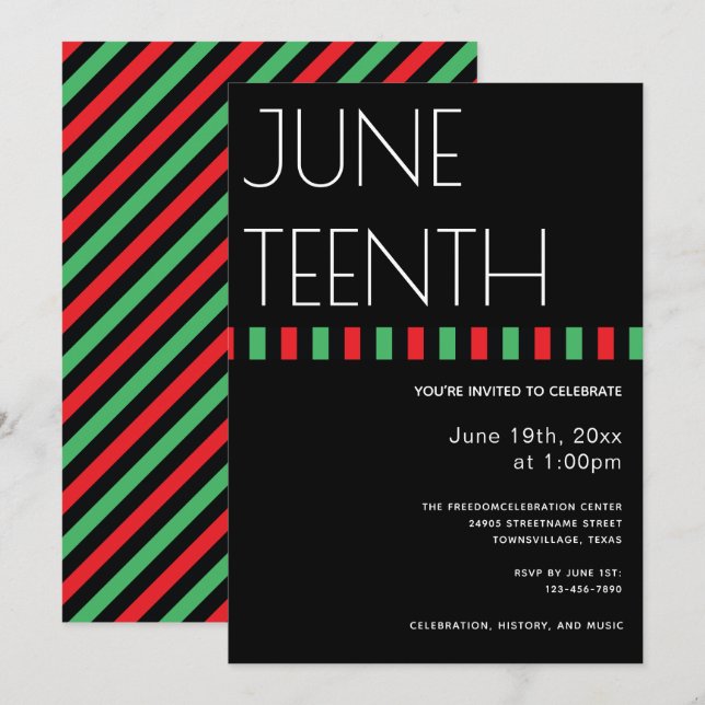 Convite Vertical sobre a Liberdade Verde Negra Vermelha (Frente/Verso)