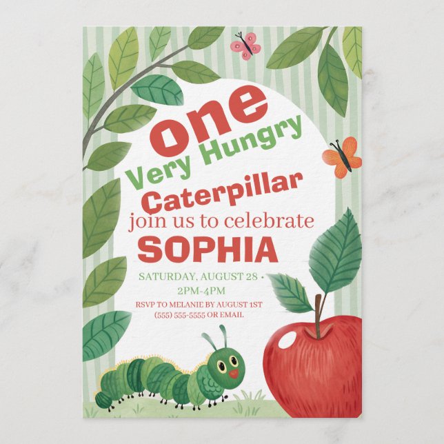 Convite Very Hungry Caterpillar Birthday (Frente)