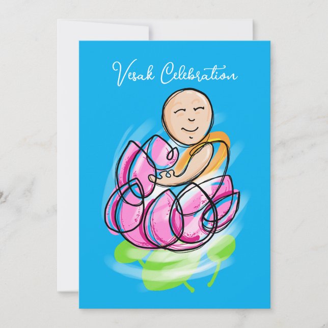 Convite Vesak Lotus Monk Zen (Frente)