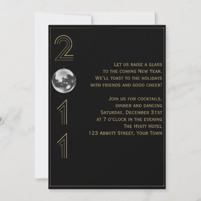 Convite Véspera de ano novo de queda de esfera 2011 (Frente)