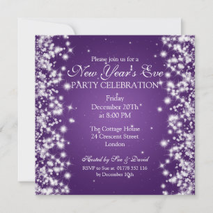 Convite Véspera de ano novo Elegante Púrpura de inverno