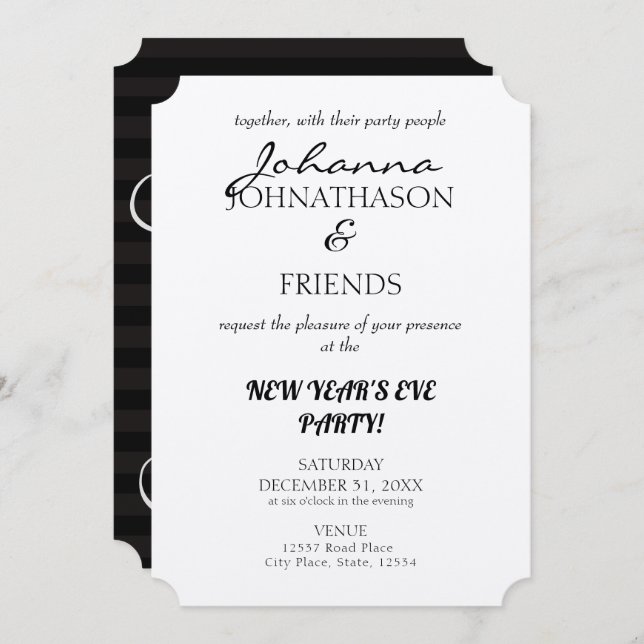 Convite Véspera de Ano Novo Personalizada Engraçado Negro (Frente/Verso)