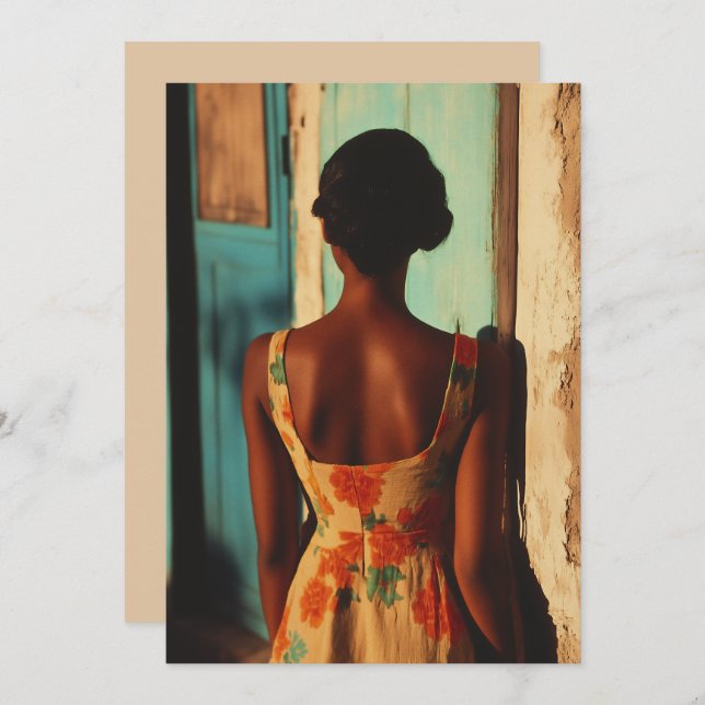 Convite Vestida Floral Elegante Cubana em Ouro hora (Frente/Verso)